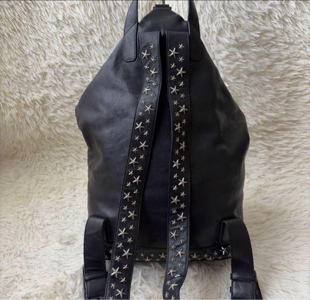 ジミーチュウ フィッツロイ リュック スタッズ レザー ブラック 大容量