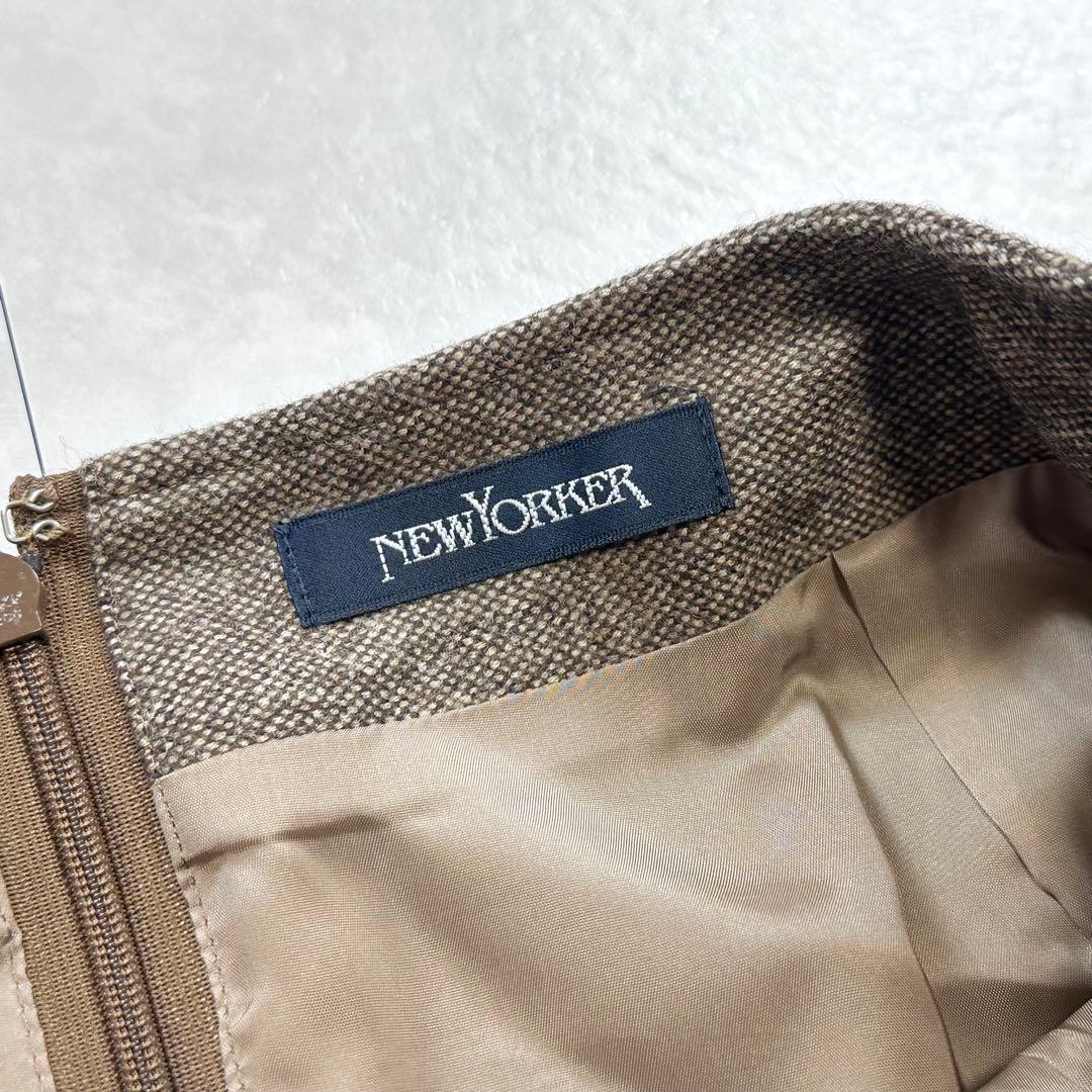 【未使用】NEWYORKER ウールカシミヤ スカートスーツ ブラウン 9号
