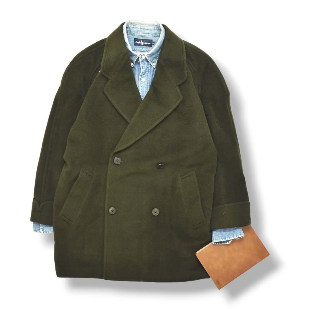 80s 90s クリスチャンディオールムッシュ ウール Pコート カーキ