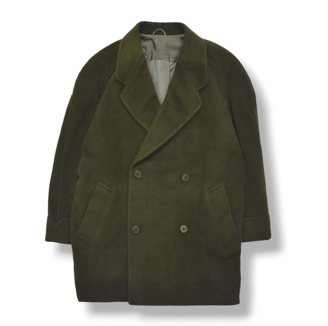 80s 90s クリスチャンディオールムッシュ ウール Pコート カーキ
