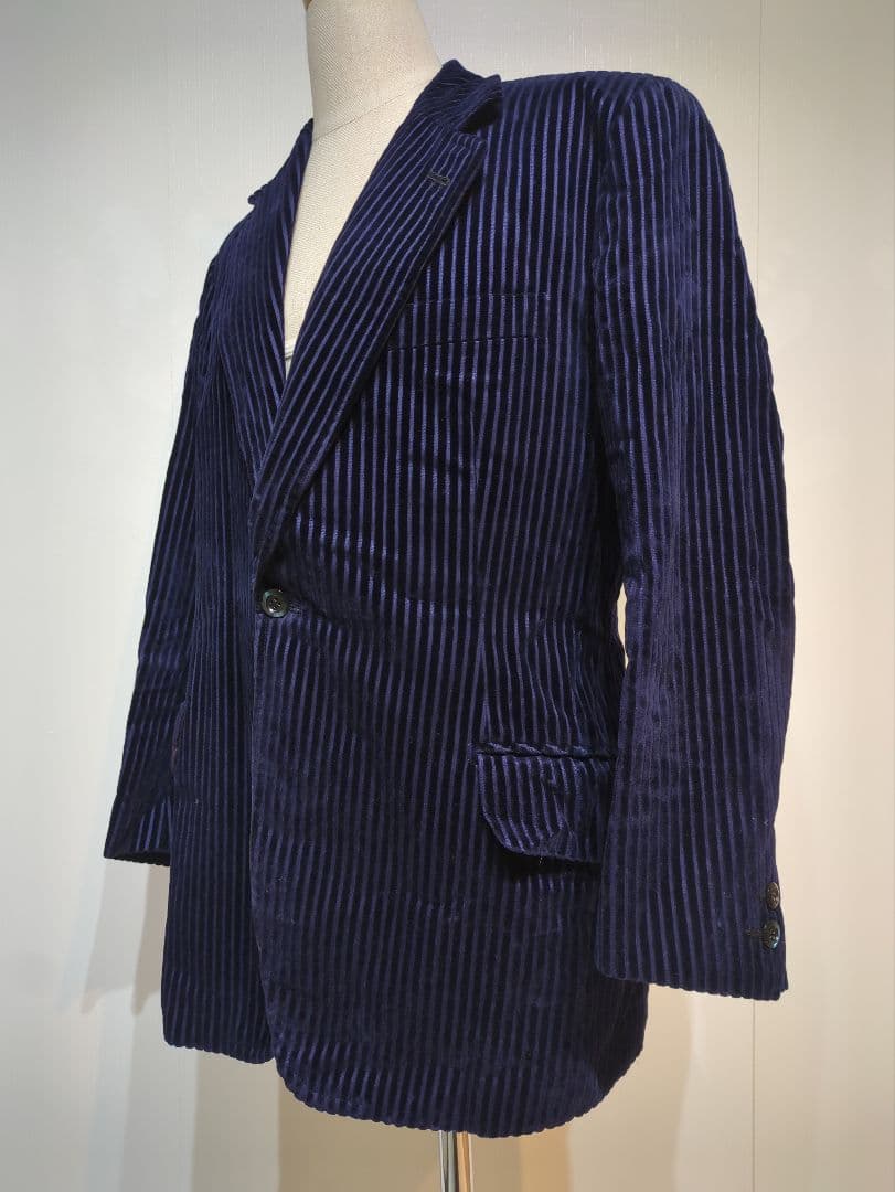 イマイズミ コーデュロイ テーラードジャケット ストライプ ネイビー
