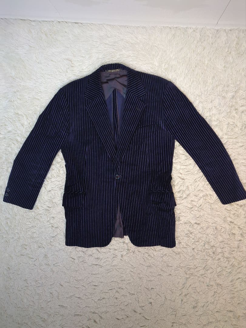 イマイズミ コーデュロイ テーラードジャケット ストライプ ネイビー