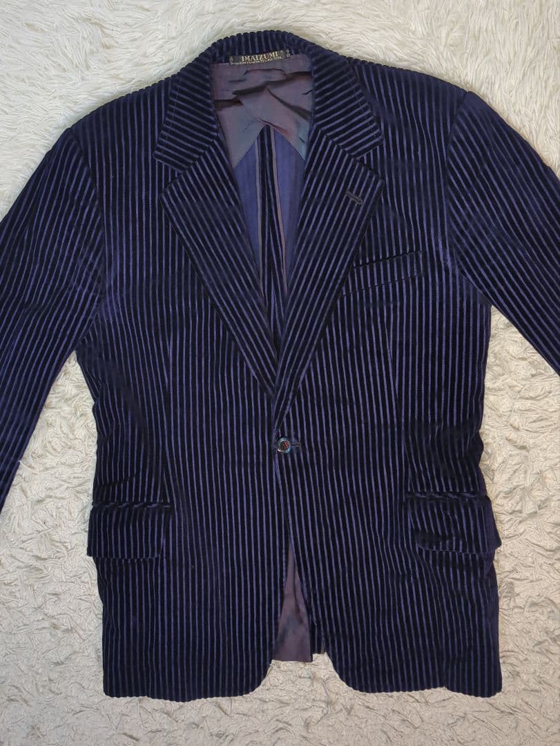 イマイズミ コーデュロイ テーラードジャケット ストライプ ネイビー