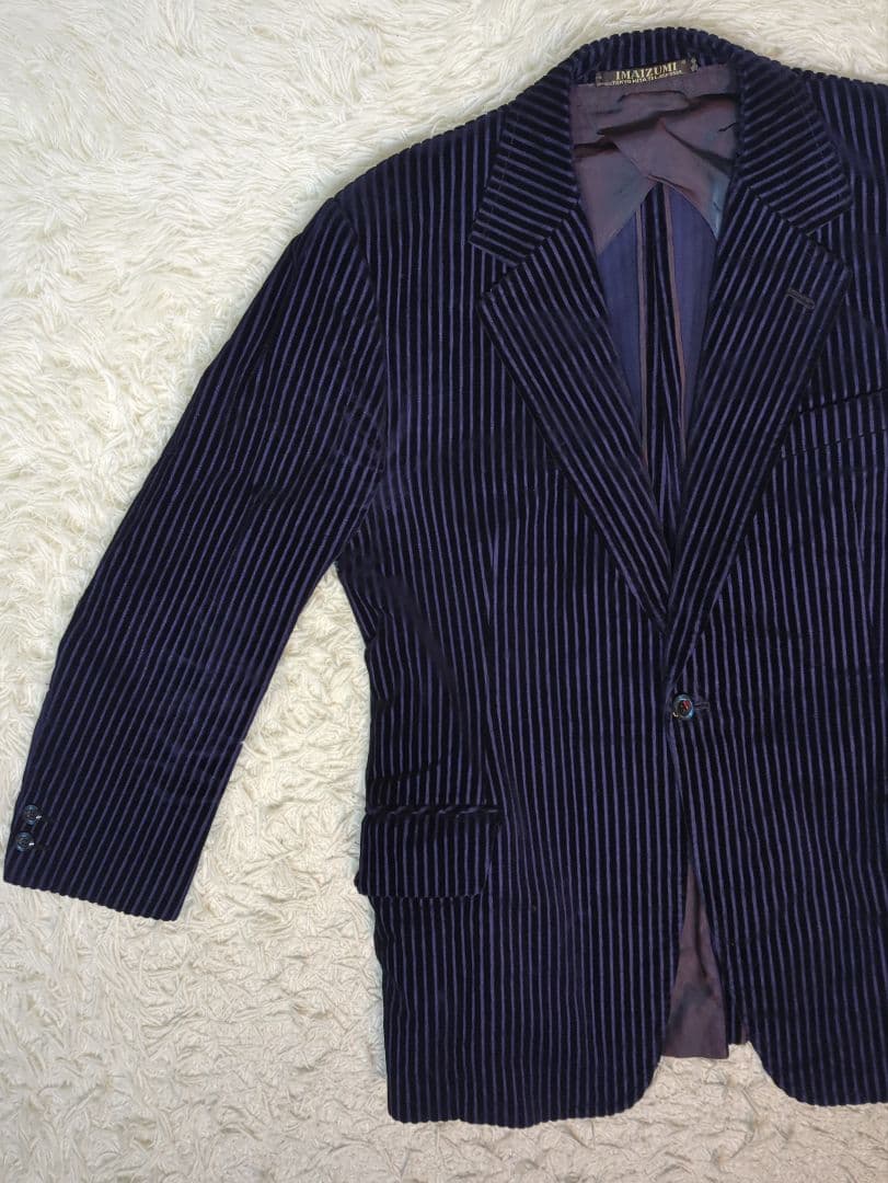 イマイズミ コーデュロイ テーラードジャケット ストライプ ネイビー