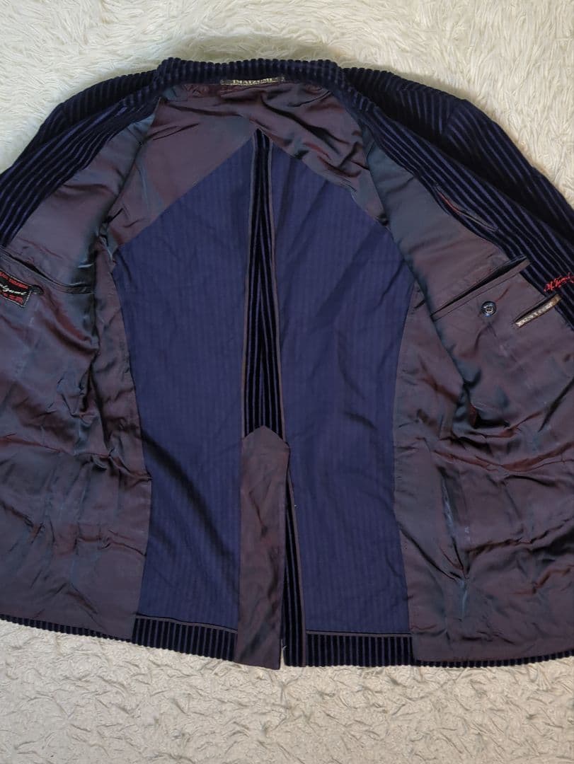 イマイズミ コーデュロイ テーラードジャケット ストライプ ネイビー