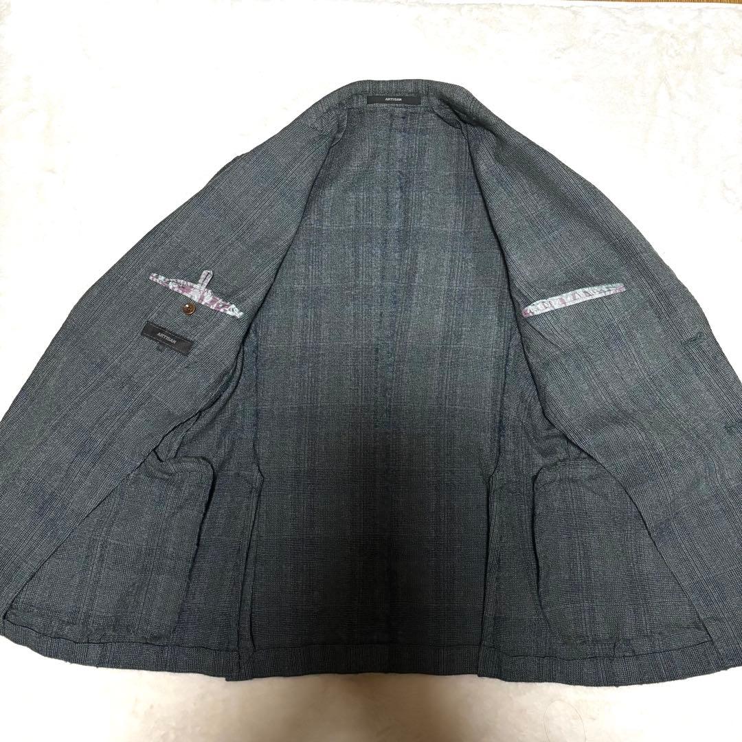 希少　最高級ドレススーツ　ARTISAN セットアップ　緑　チェック　L M