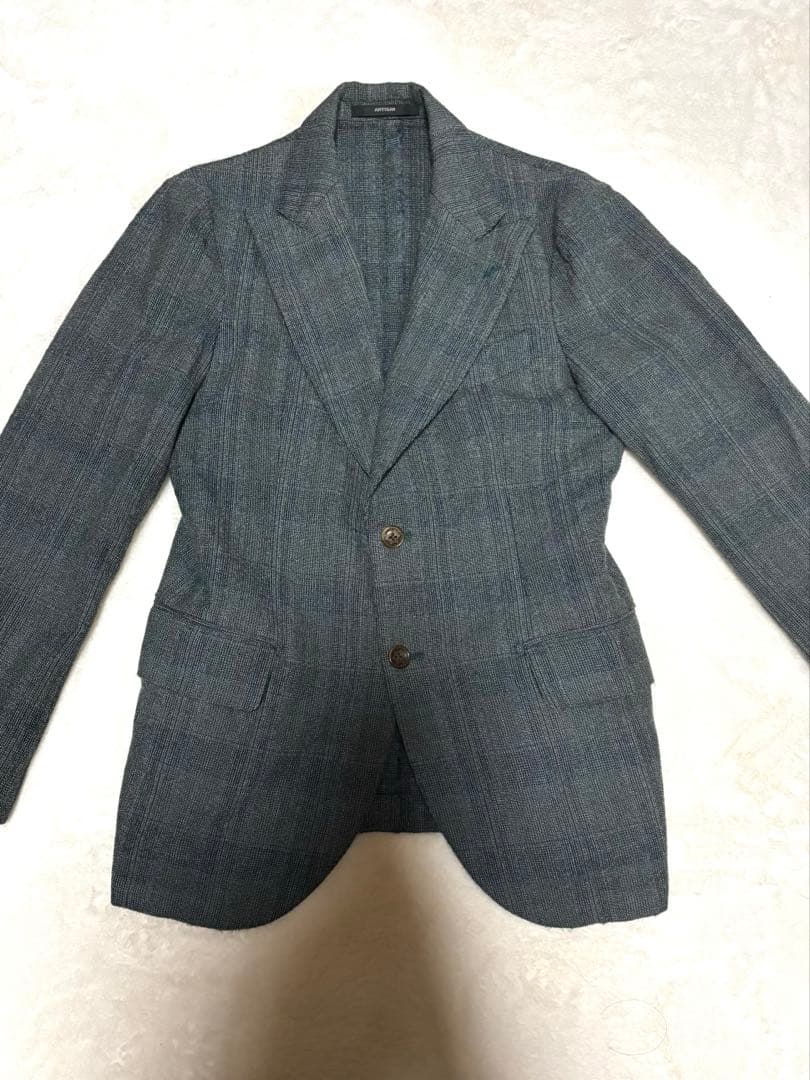 希少　最高級ドレススーツ　ARTISAN セットアップ　緑　チェック　L M