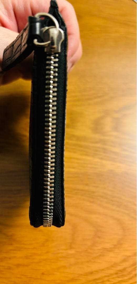 東京クロコダイル　スモールクロコダイルマットL字ファスナーミニ財布　ブラック