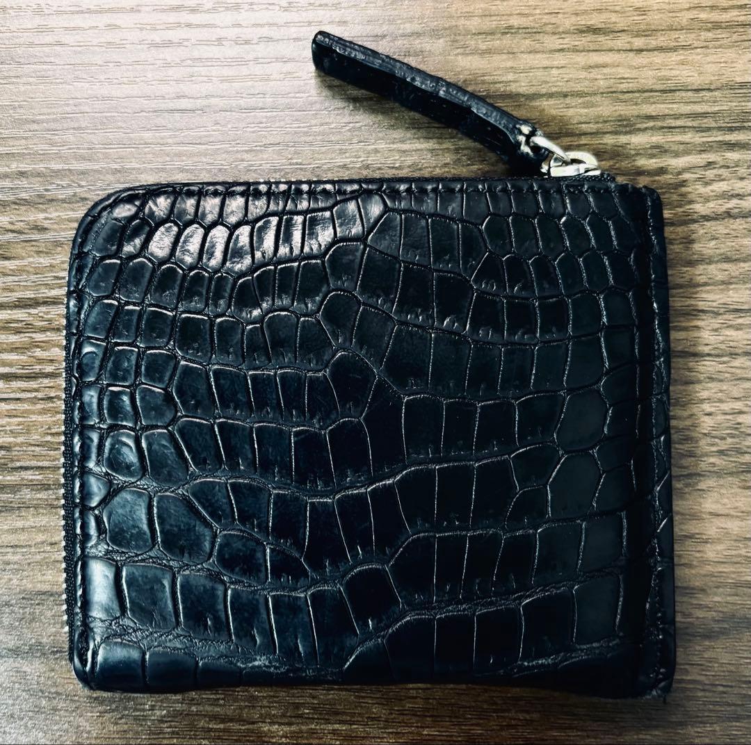 東京クロコダイル　スモールクロコダイルマットL字ファスナーミニ財布　ブラック