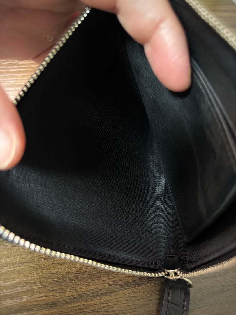 東京クロコダイル　スモールクロコダイルマットL字ファスナーミニ財布　ブラック