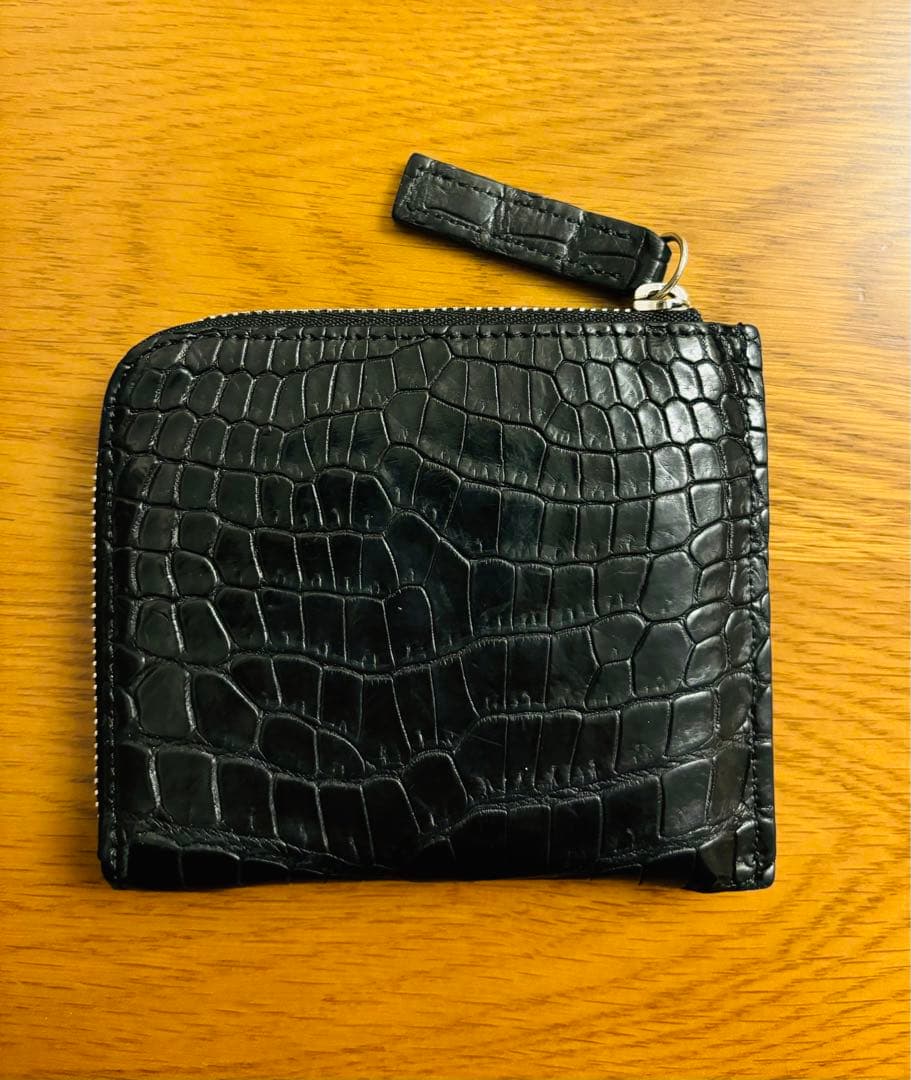東京クロコダイル　スモールクロコダイルマットL字ファスナーミニ財布　ブラック