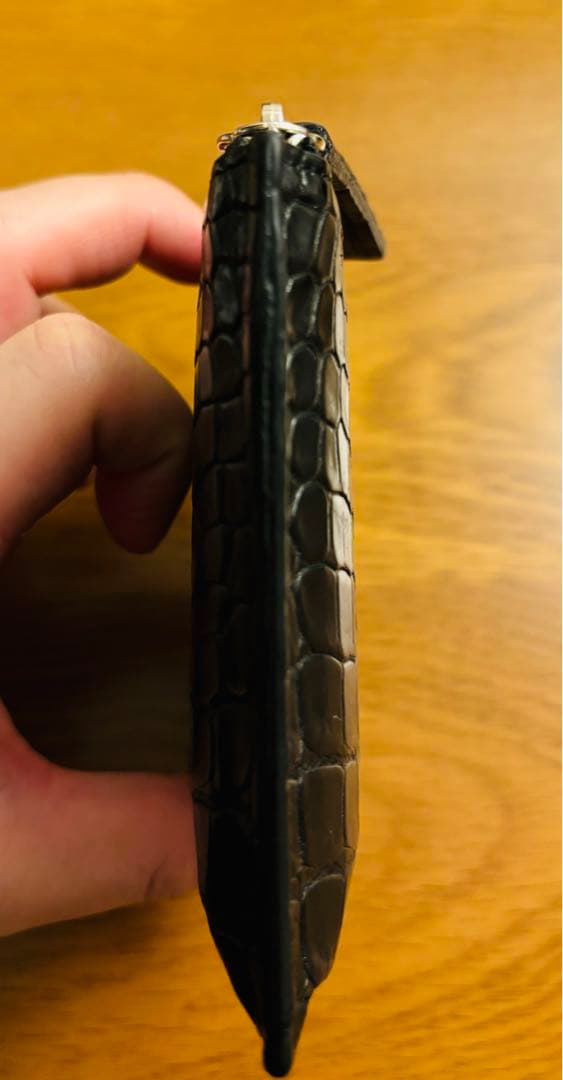 東京クロコダイル　スモールクロコダイルマットL字ファスナーミニ財布　ブラック