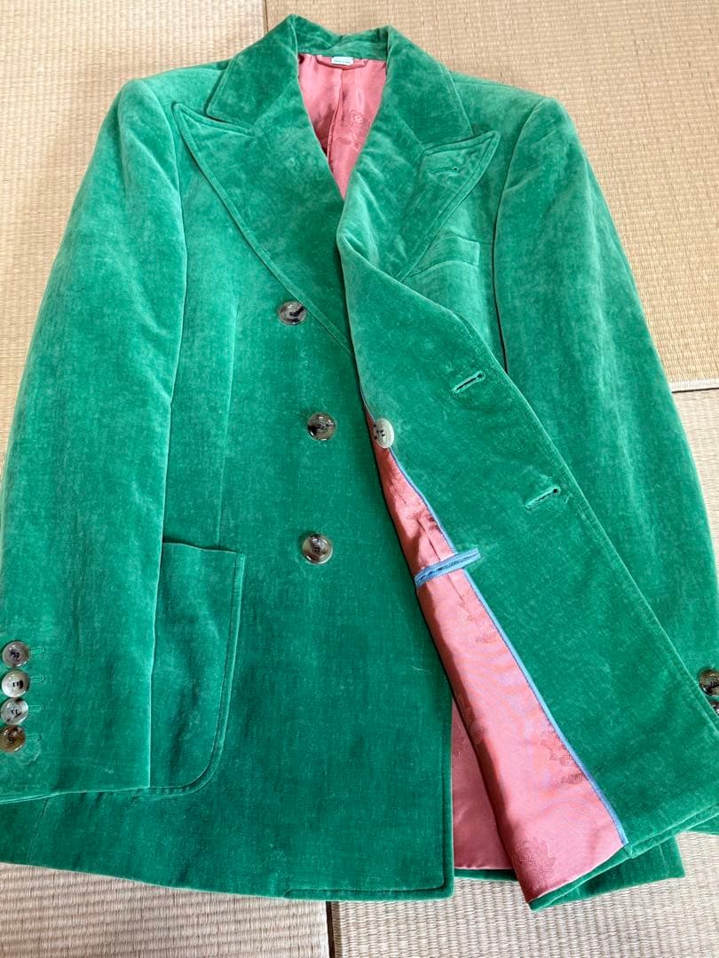 GUCC I ベルベットダブルブレストジャケット　グリーン　ミケーレ期