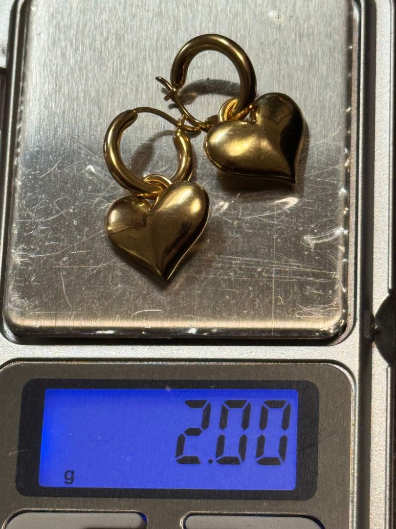 ハート型18k金色フープピアス