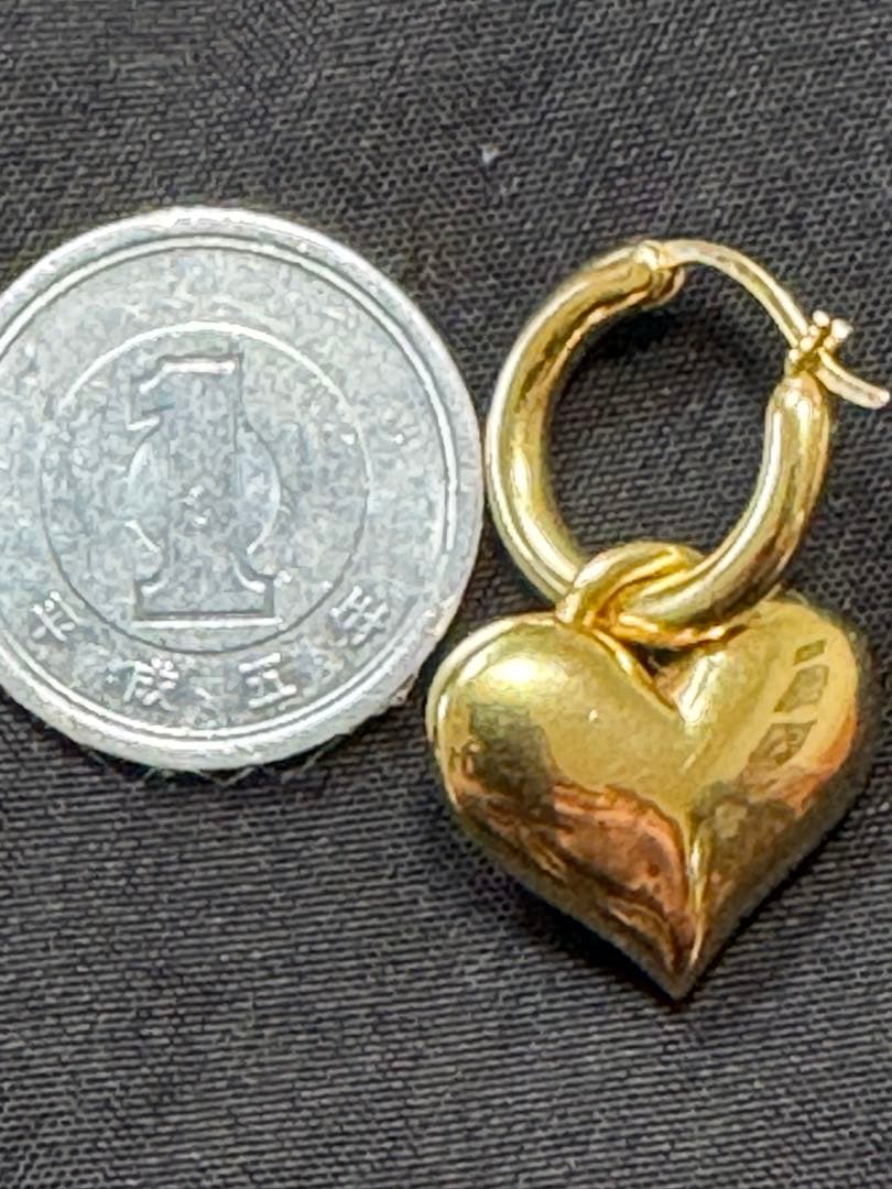 ハート型18k金色フープピアス