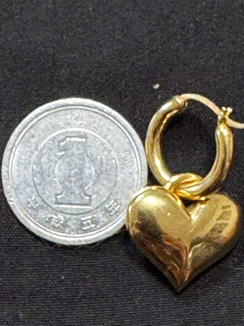 ハート型18k金色フープピアス