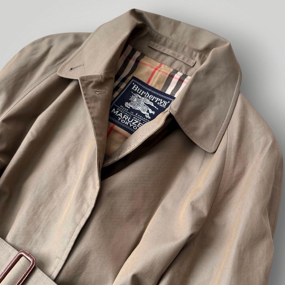 バーバリー　ステンカラーコート　ベルト付き　ノバチェック ハニーベージュ 丸善