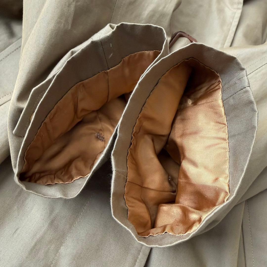 バーバリー　ステンカラーコート　ベルト付き　ノバチェック ハニーベージュ 丸善