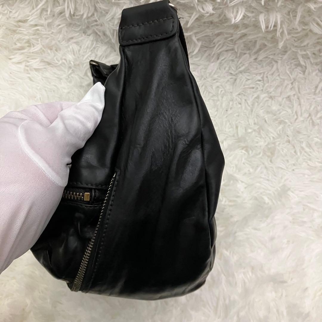 ✨ 高級感✨ダニエル&ボブ ハーフムーン オールレザー　本革　ショルダー 黒