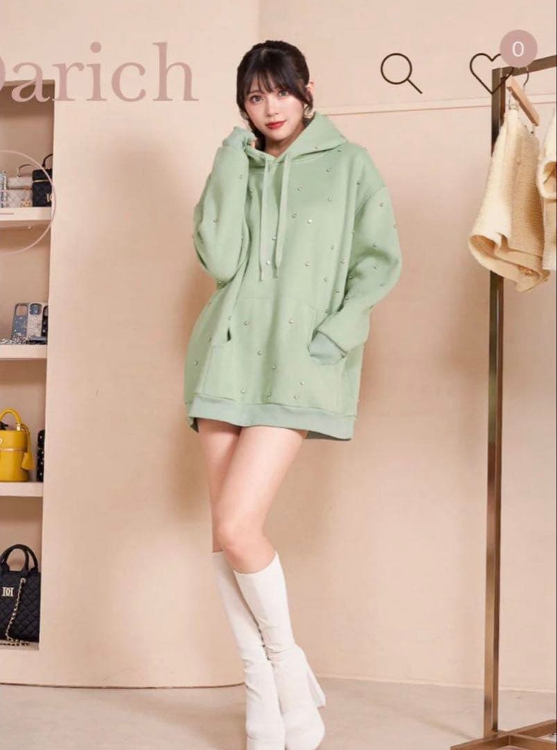 Darich ダーリッチ ランダムビジューフーディ パーカー ミント