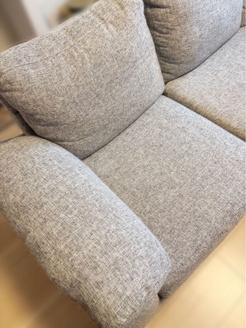 【直接受け渡し限定】タンスのゲン グレー L字型ファブリックソファ
