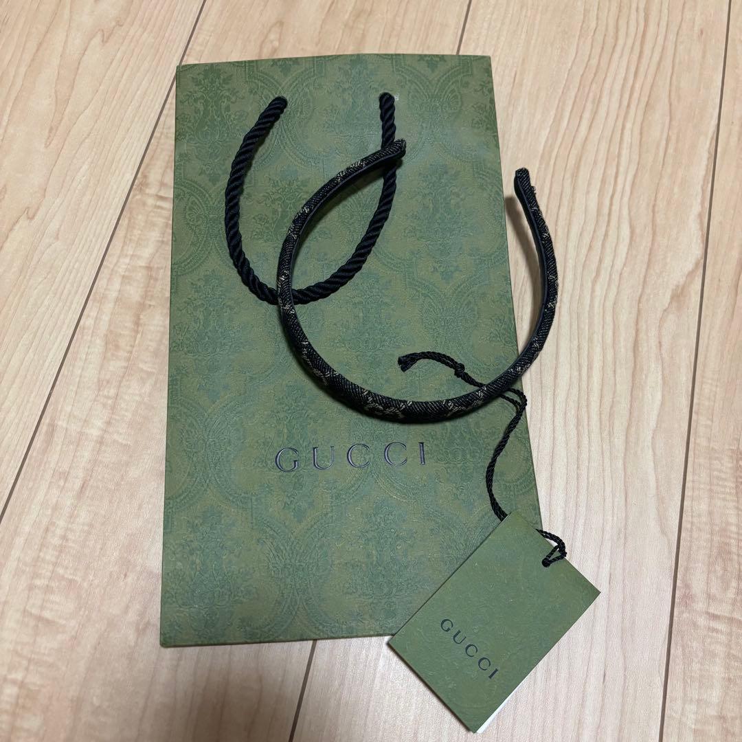 【人気】GUCCI グッチ GG柄キャンバス デニム カチューシャ