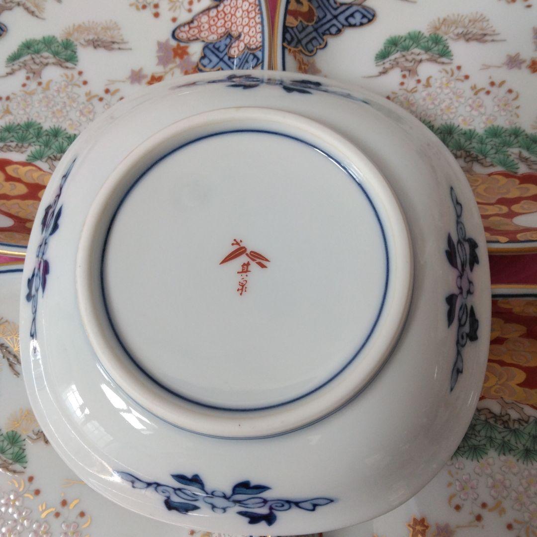 有田焼　賞美堂　其泉窯　春秋文　　皿揃　５枚セット　染錦　古伊万里　金彩　銘々皿