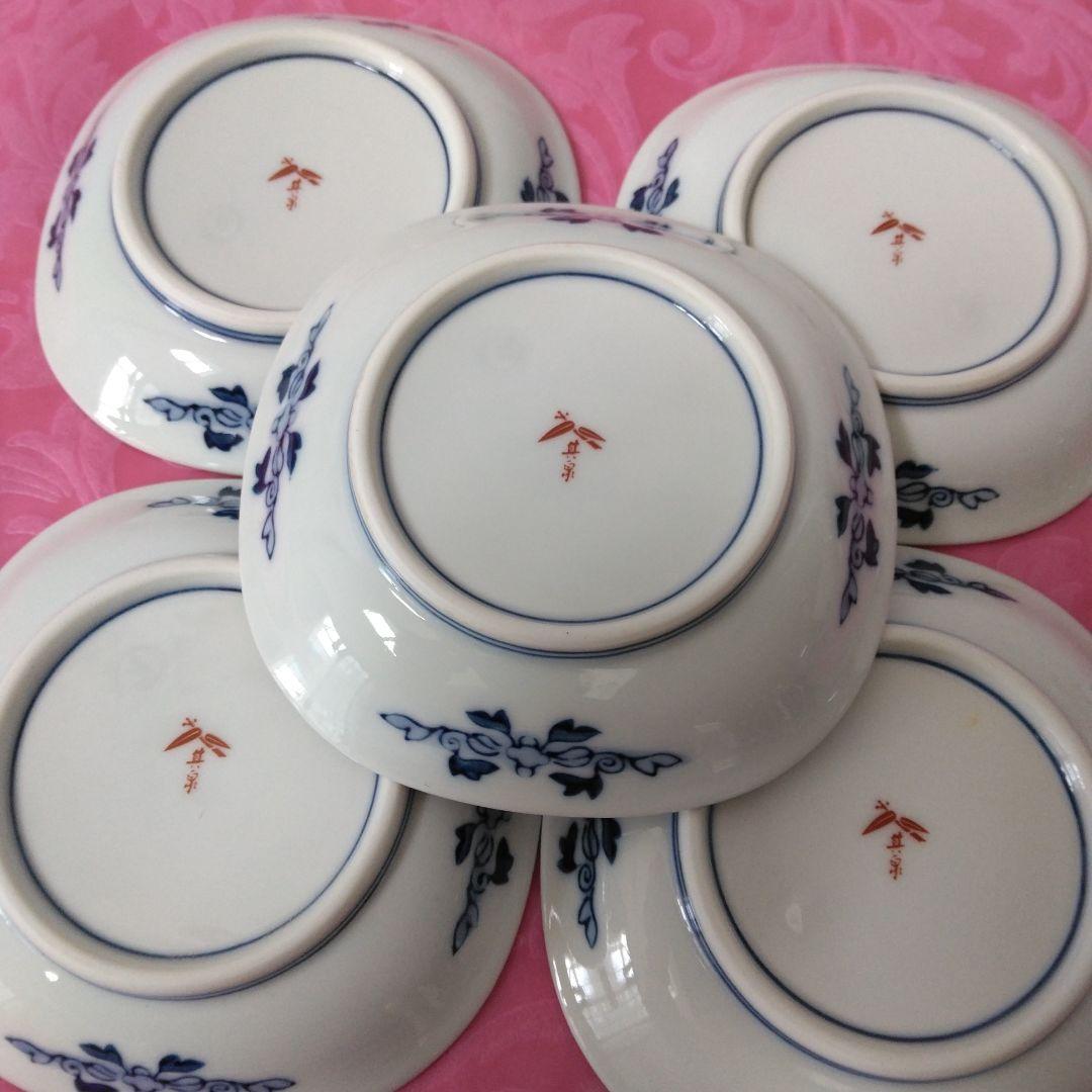 有田焼　賞美堂　其泉窯　春秋文　　皿揃　５枚セット　染錦　古伊万里　金彩　銘々皿