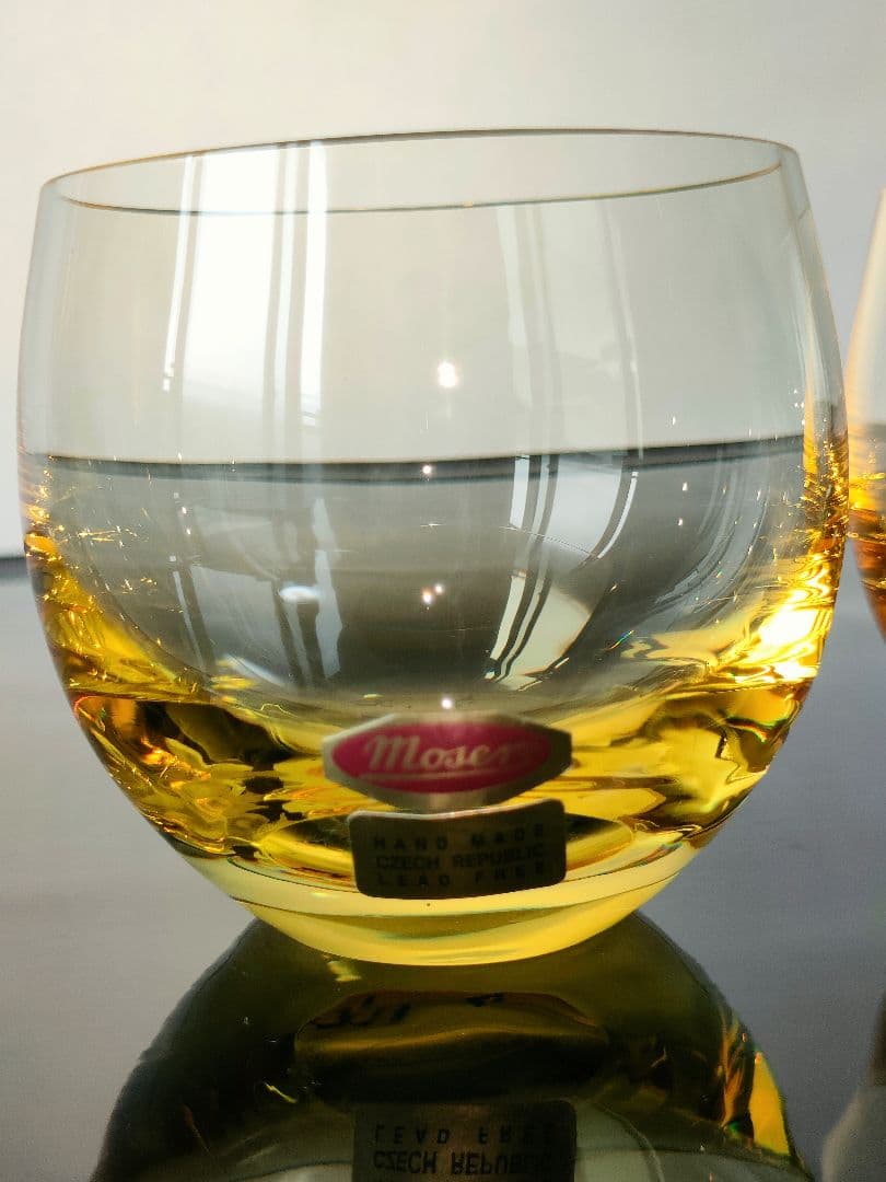 Moserモーゼル　ショットグラス　アーバンイエロー丸型6個セット