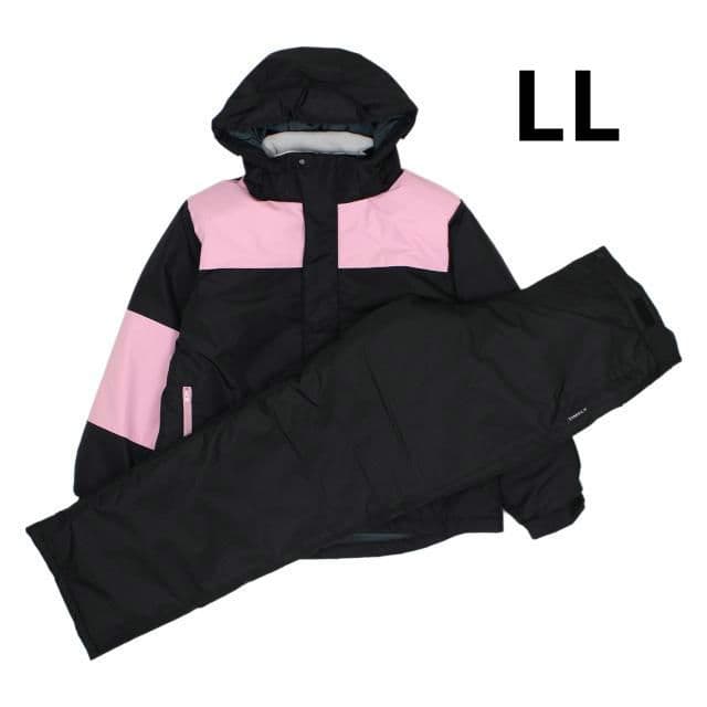 スキーウェア レディース 大人 上下セット チケットホルダー付 ブラック LL