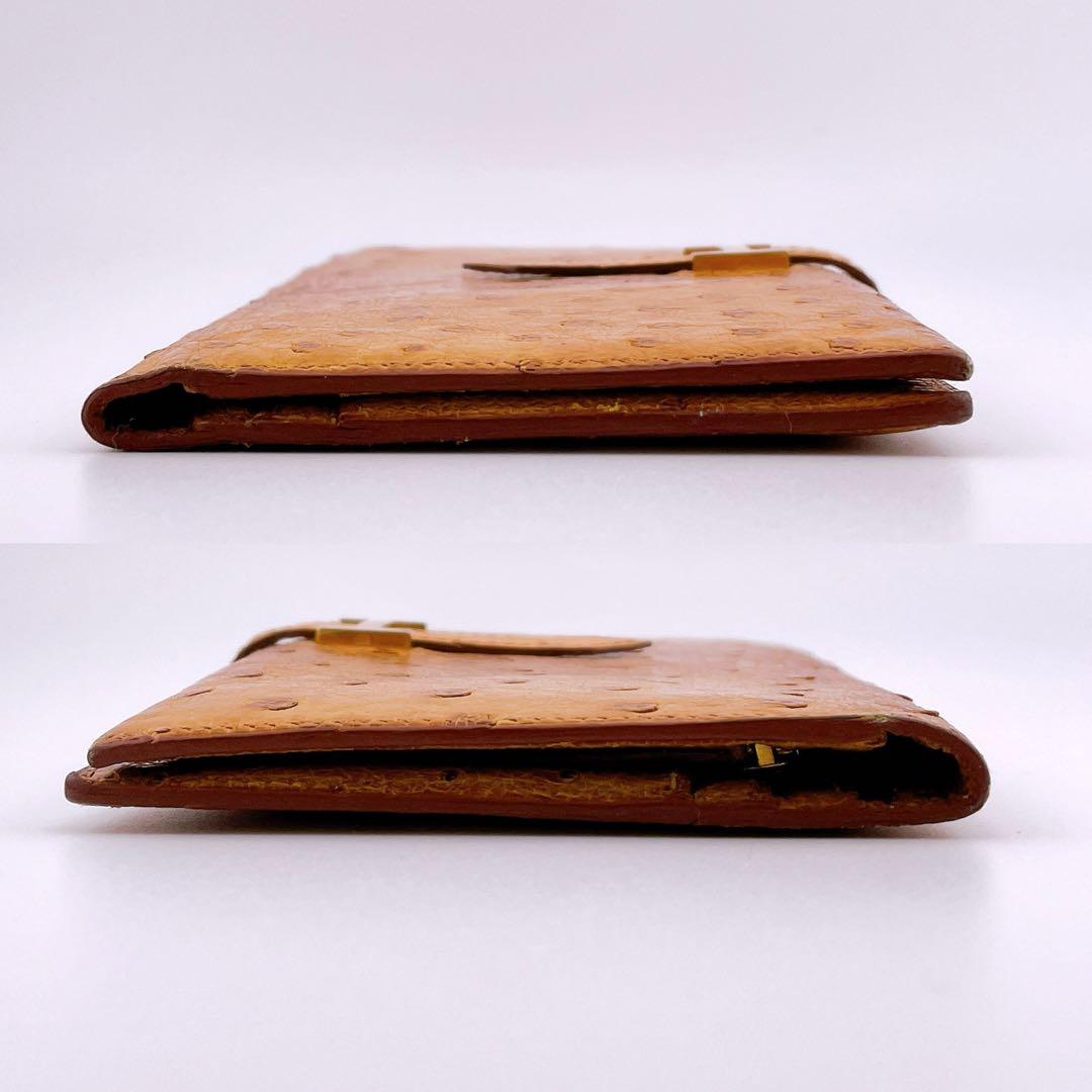 ★エルメス★ 長財布 二つ折り財布 オーストリッチ ベアンクラシック ブラウン系