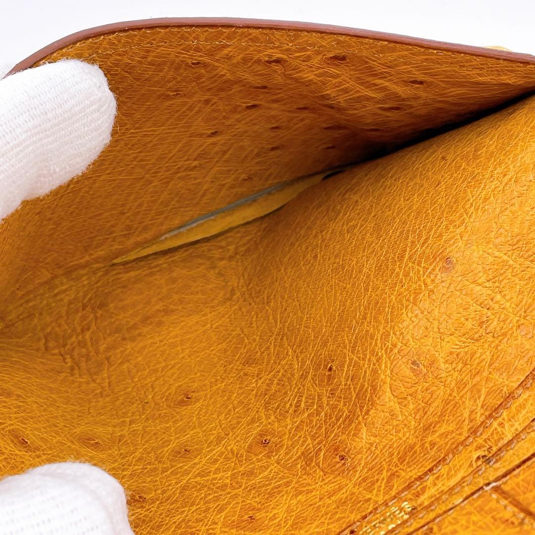 ★エルメス★ 長財布 二つ折り財布 オーストリッチ ベアンクラシック ブラウン系