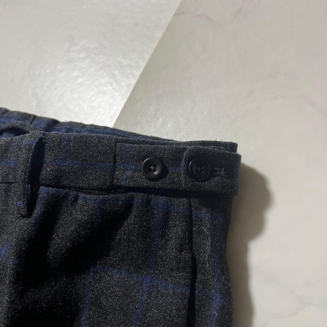 美品 インコテックス ウールスラックス パンツ チェック 48 L グレー系