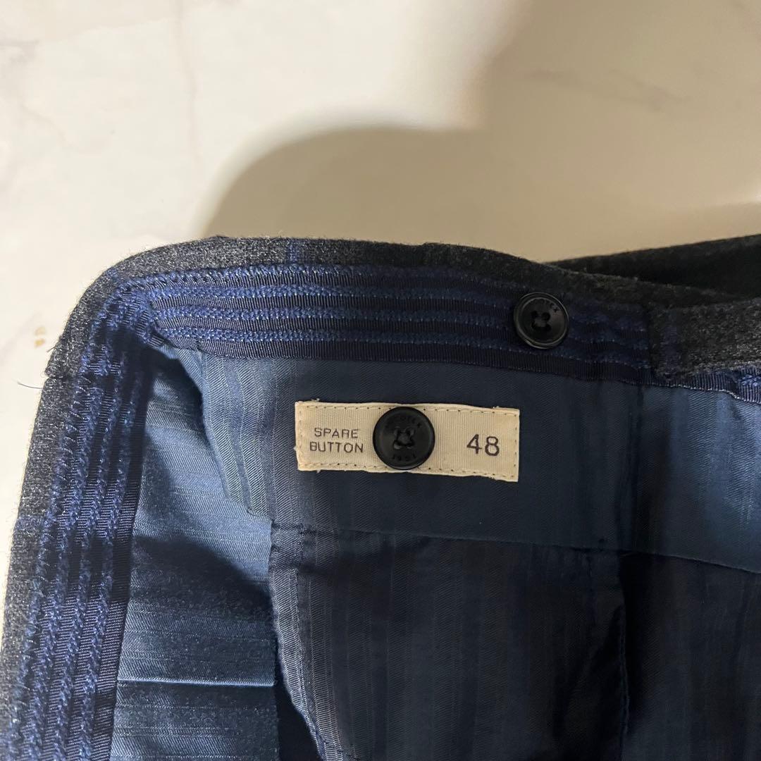 美品 インコテックス ウールスラックス パンツ チェック 48 L グレー系
