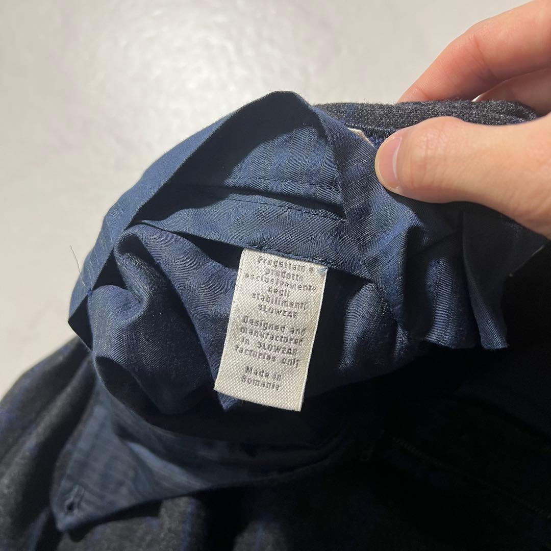 美品 インコテックス ウールスラックス パンツ チェック 48 L グレー系