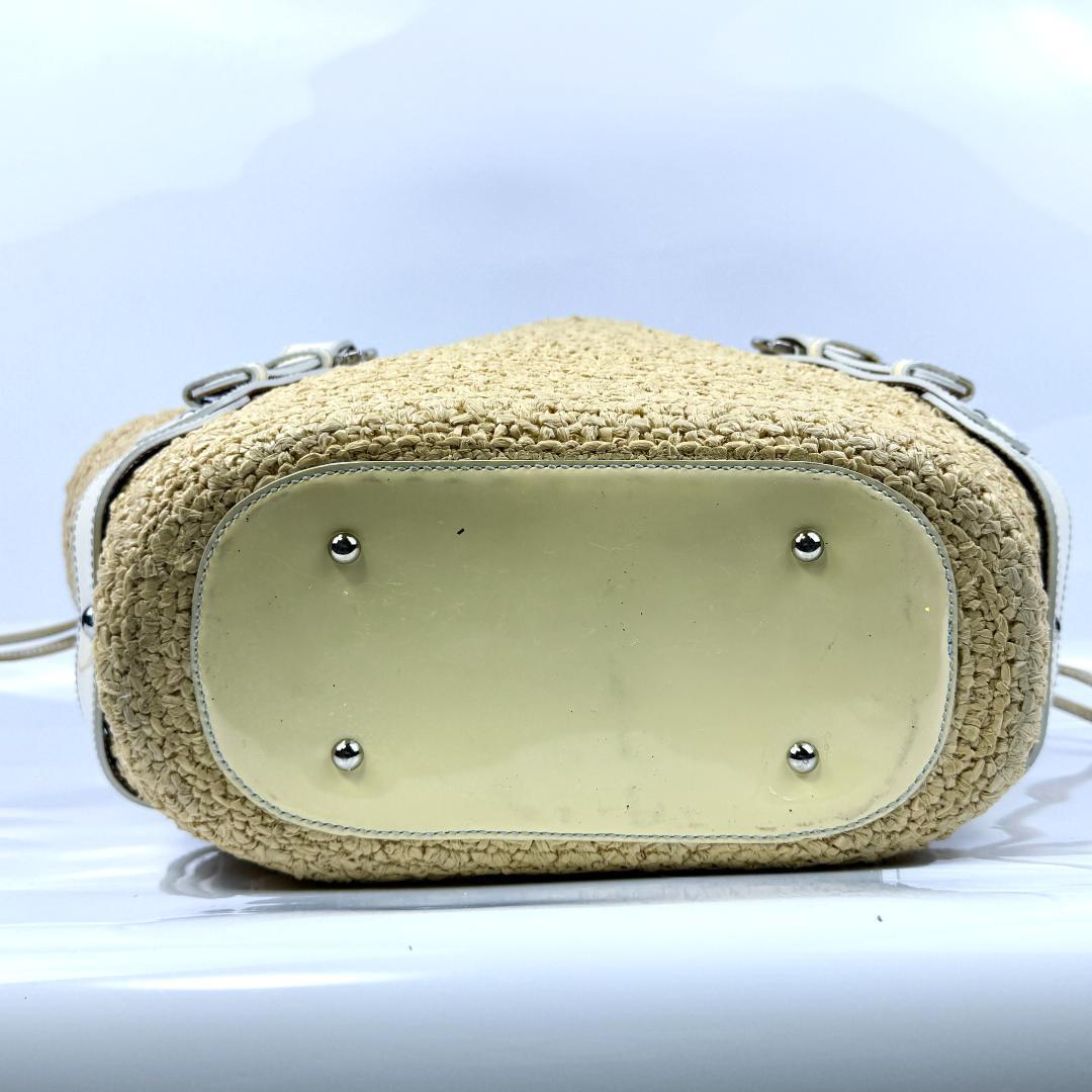 美品　サルヴァトーレフェラガモ ストロー ラタン ガンチーニ カゴバッグ