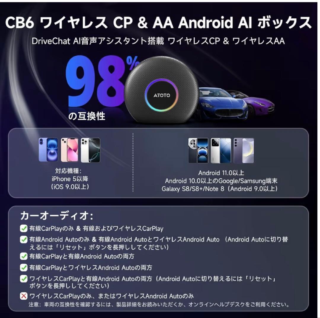 カーナビ CB6A/B Carplay AI Box 8GB+128GB