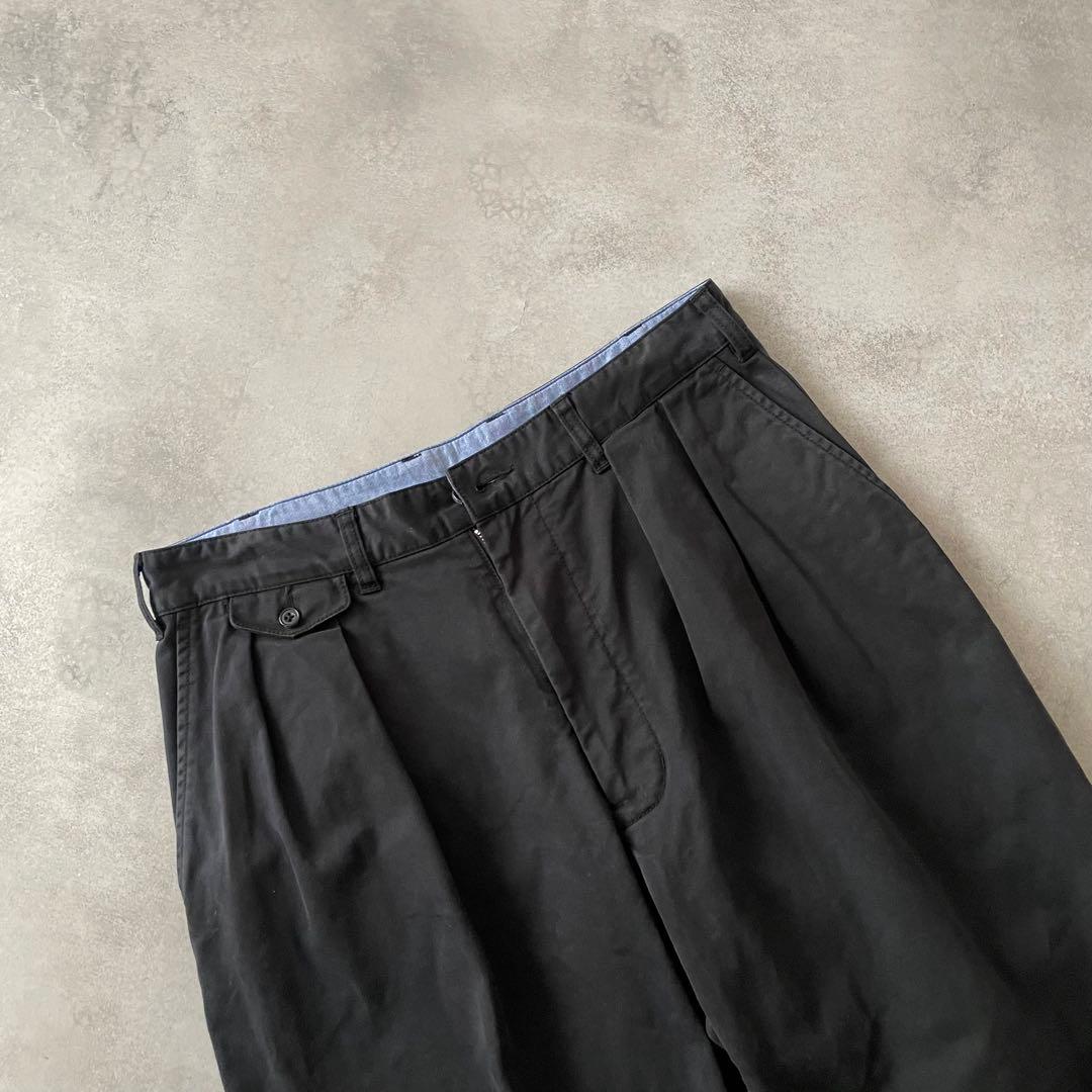 BEAMS PLUS 2プリーツチノトラウザーズ ブラック M 日本製