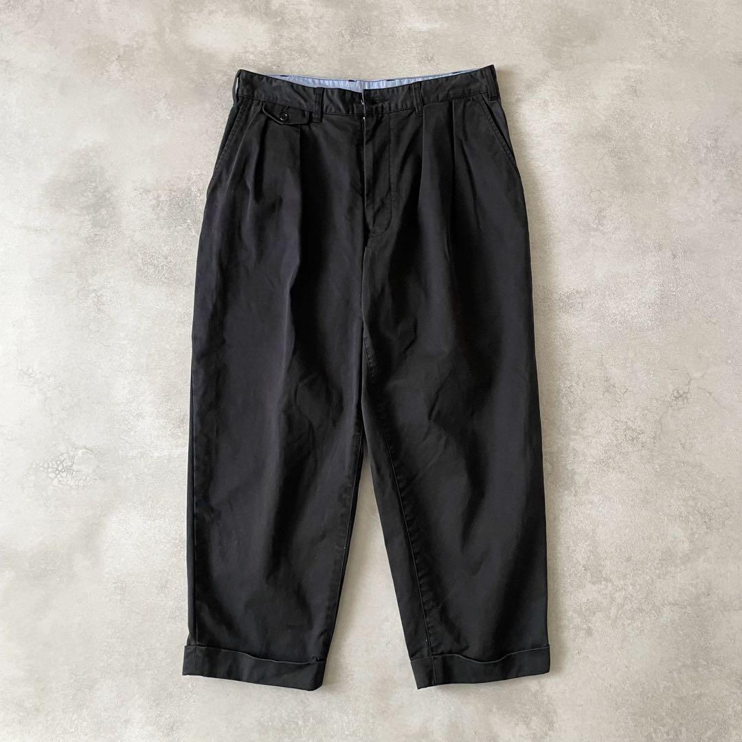 BEAMS PLUS 2プリーツチノトラウザーズ ブラック M 日本製