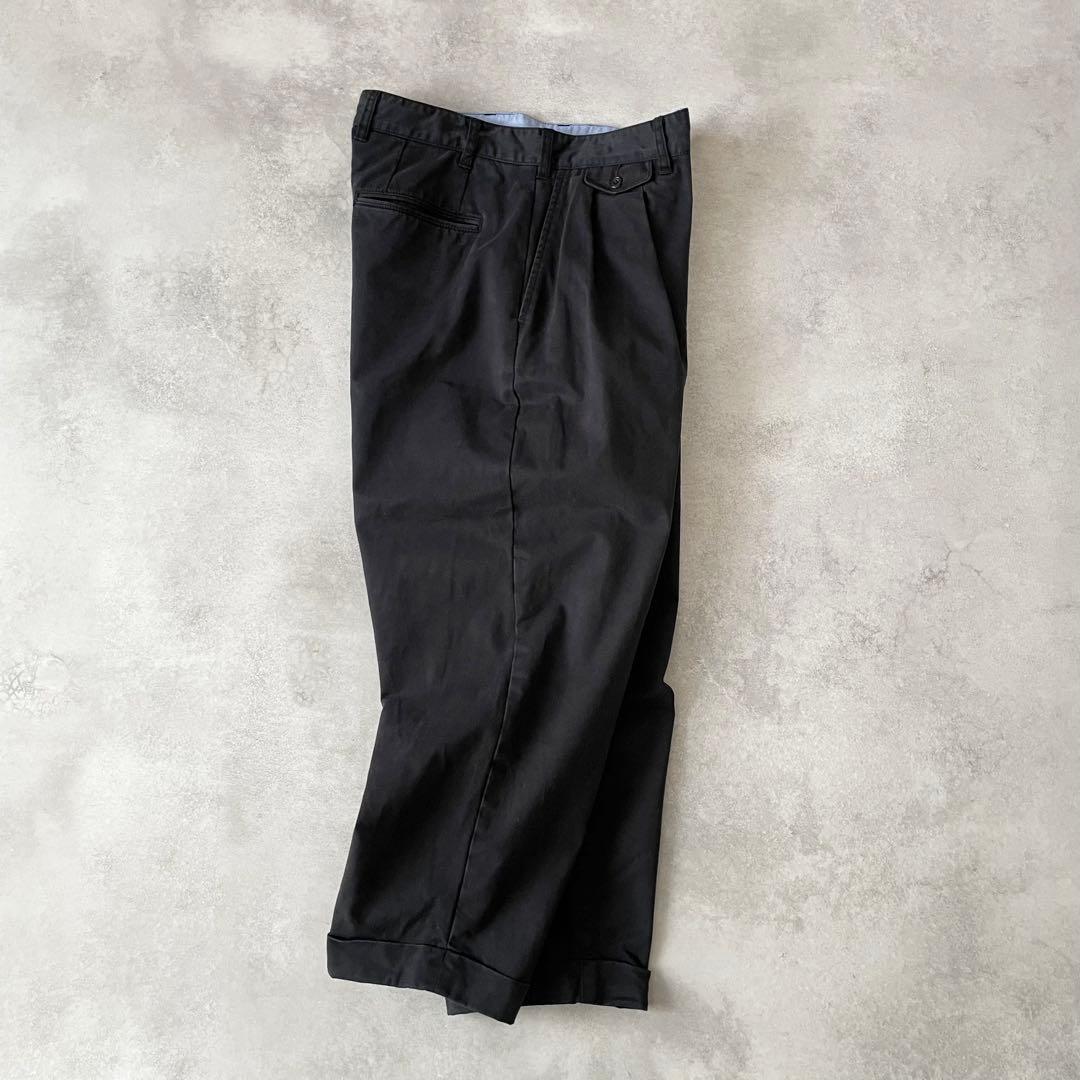 BEAMS PLUS 2プリーツチノトラウザーズ ブラック M 日本製