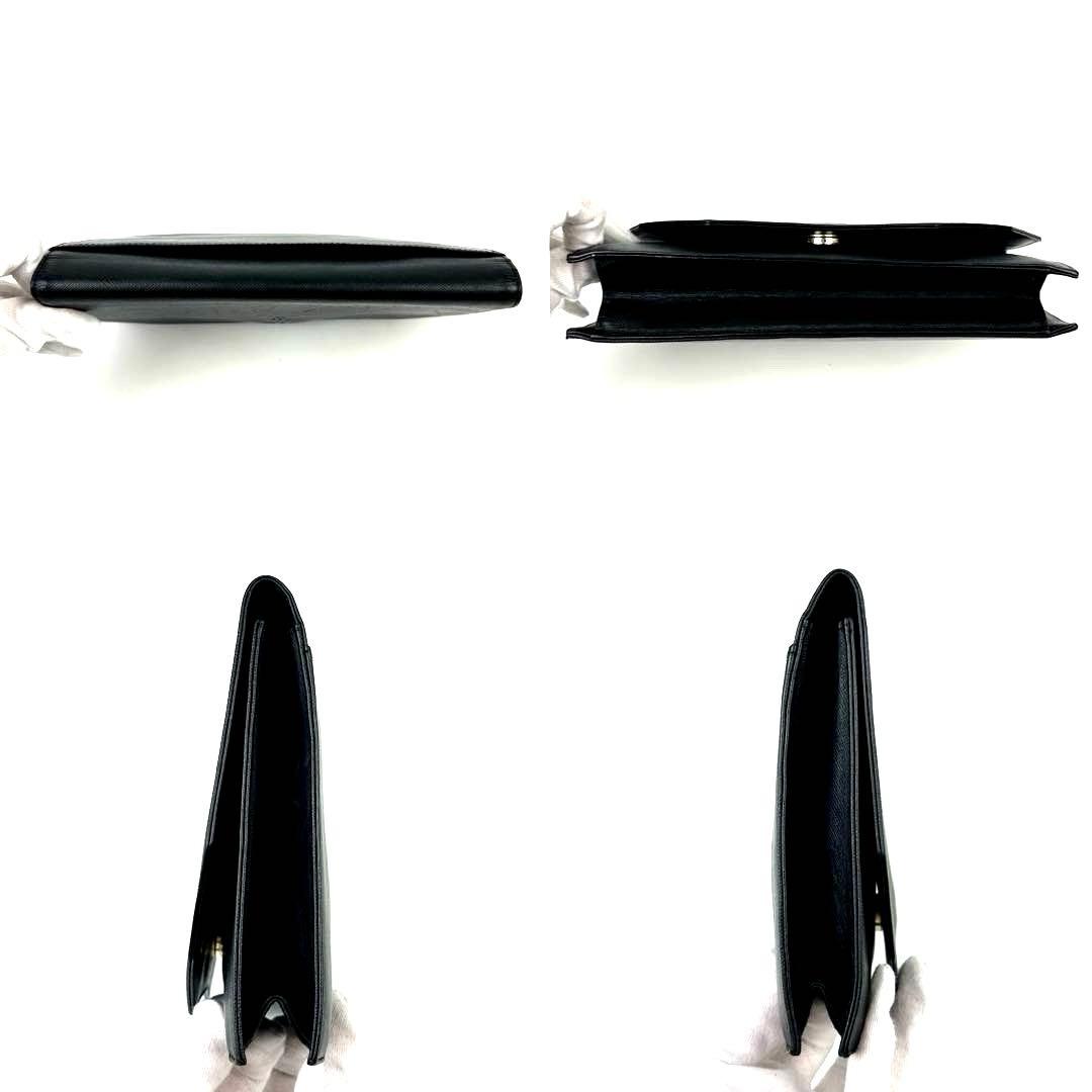 美品■イヴサンローラン　クラッチバッグ　YSL　裏地総柄　サフィアーノレザー　黒