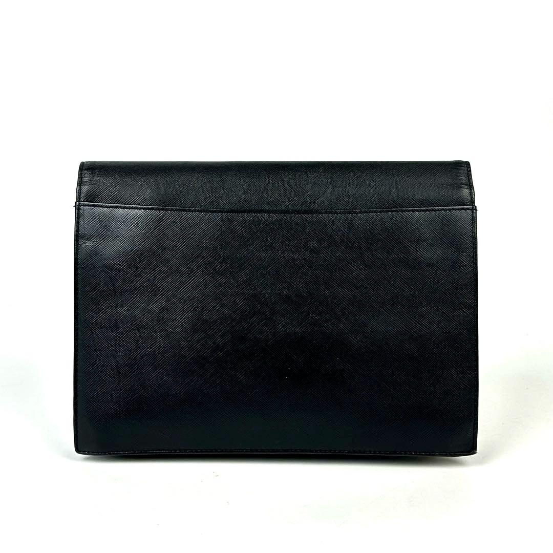 美品■イヴサンローラン　クラッチバッグ　YSL　裏地総柄　サフィアーノレザー　黒