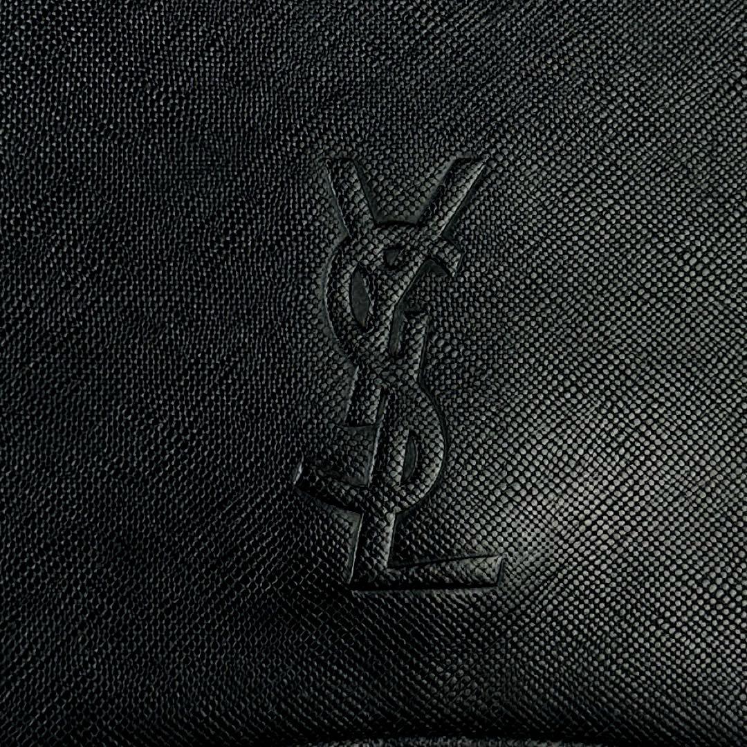 美品■イヴサンローラン　クラッチバッグ　YSL　裏地総柄　サフィアーノレザー　黒