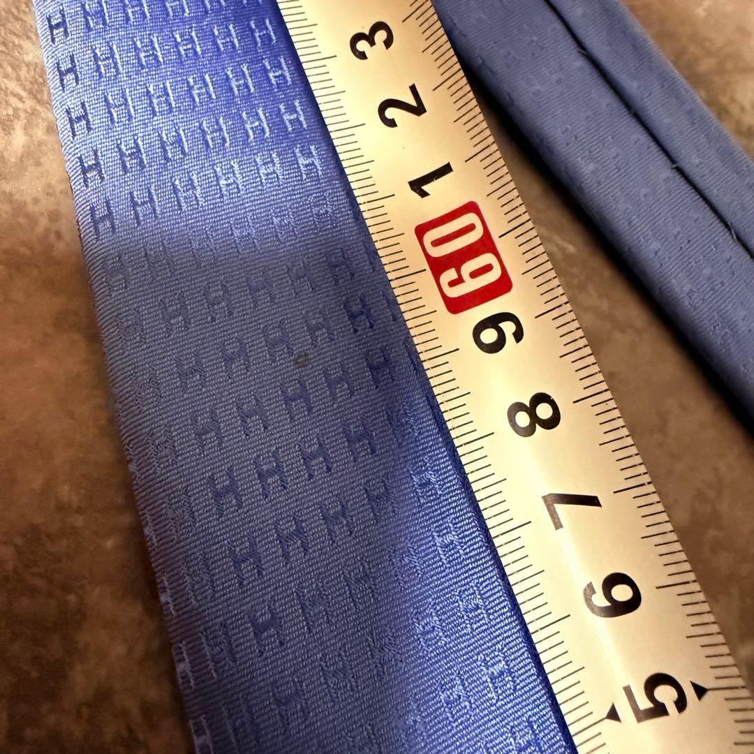 HERMES エルメス ネクタイ ブルー ファソネ H柄 定番 王道 光沢 希少