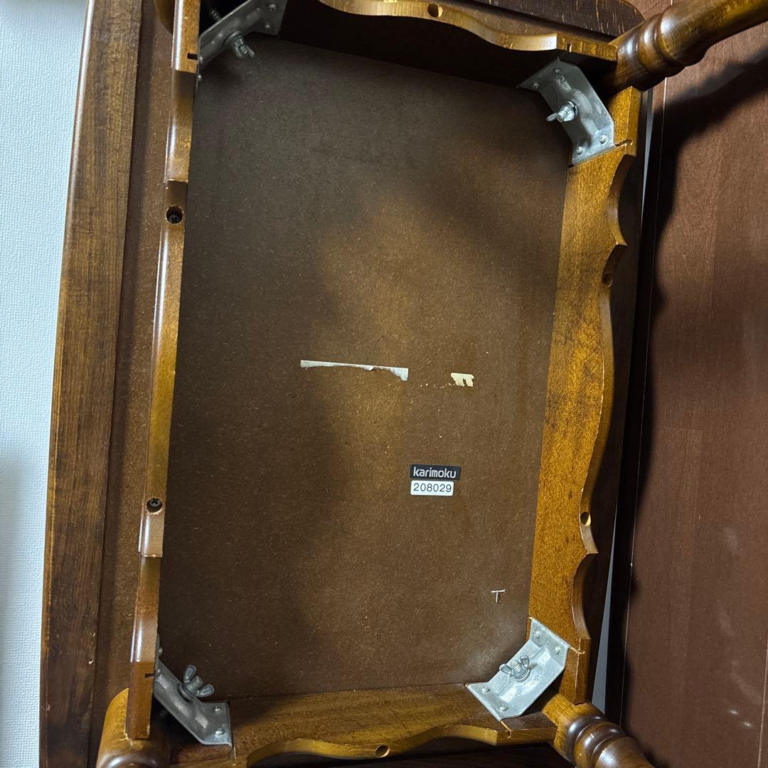 カリモク　木製長方形テーブル ブラウン ねじり脚