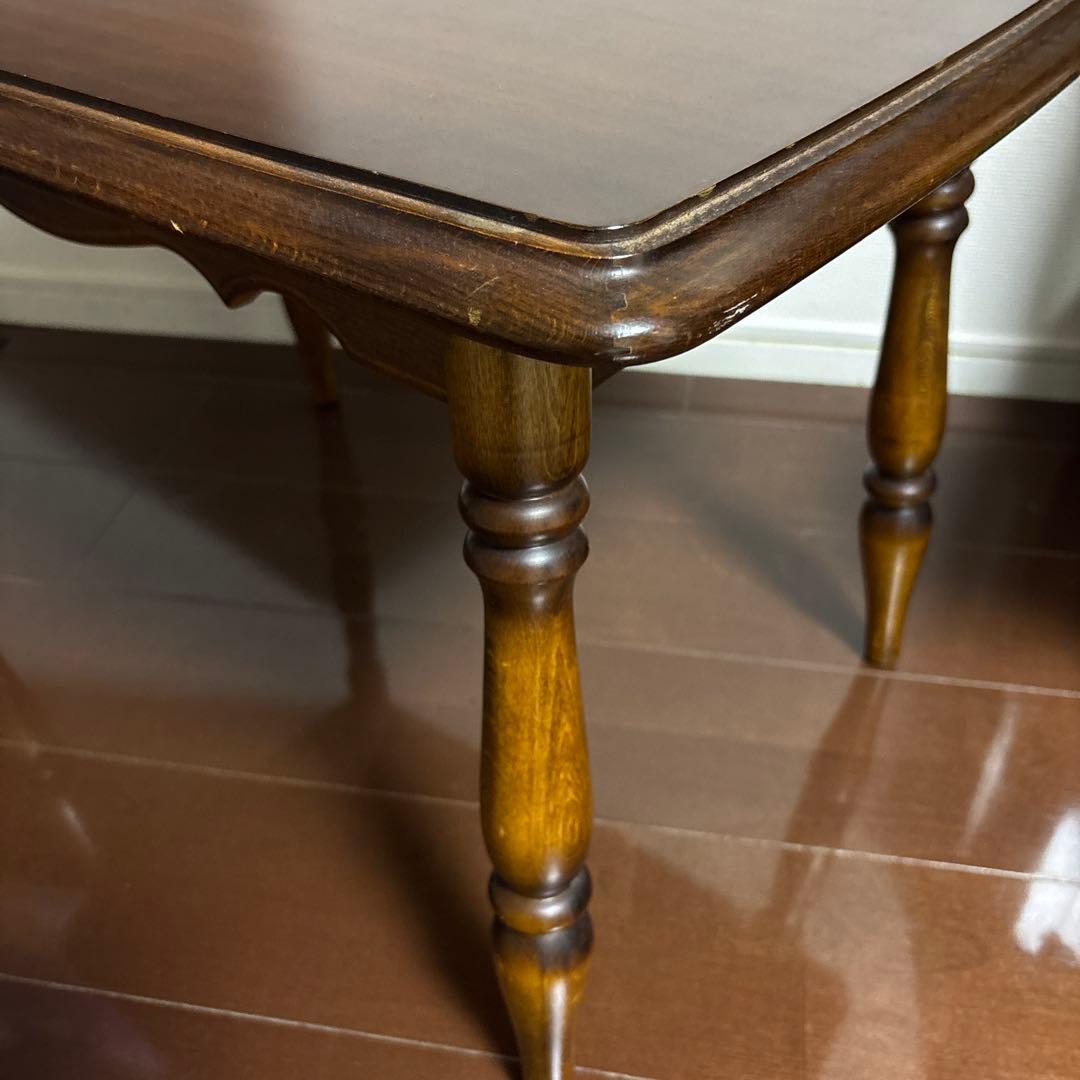 カリモク　木製長方形テーブル ブラウン ねじり脚