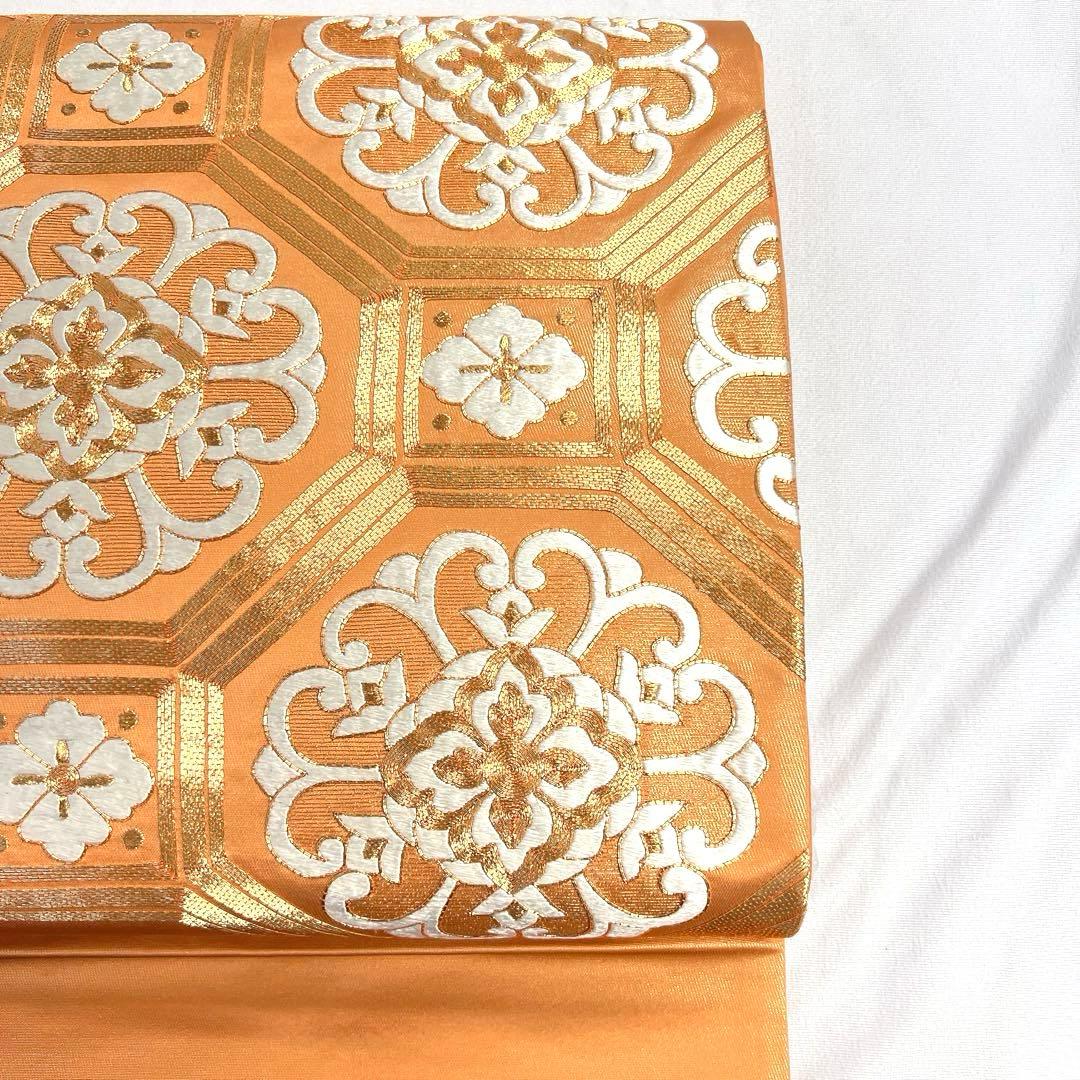 未着用　袋帯　刺繍　金駒刺繍　華紋　蜀江紋　金糸　着物　帯　033k