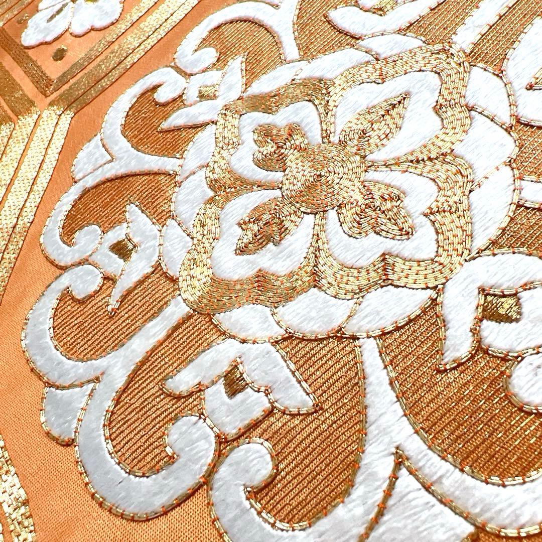 未着用　袋帯　刺繍　金駒刺繍　華紋　蜀江紋　金糸　着物　帯　033k