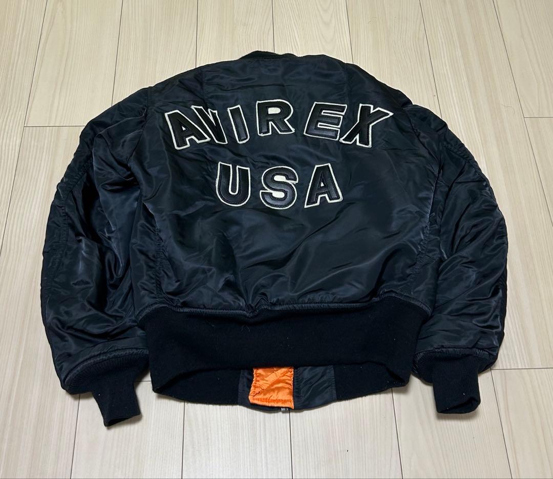 【USA製】AVIREX フライトジャケット MA-1 アーチロゴ　ブラック
