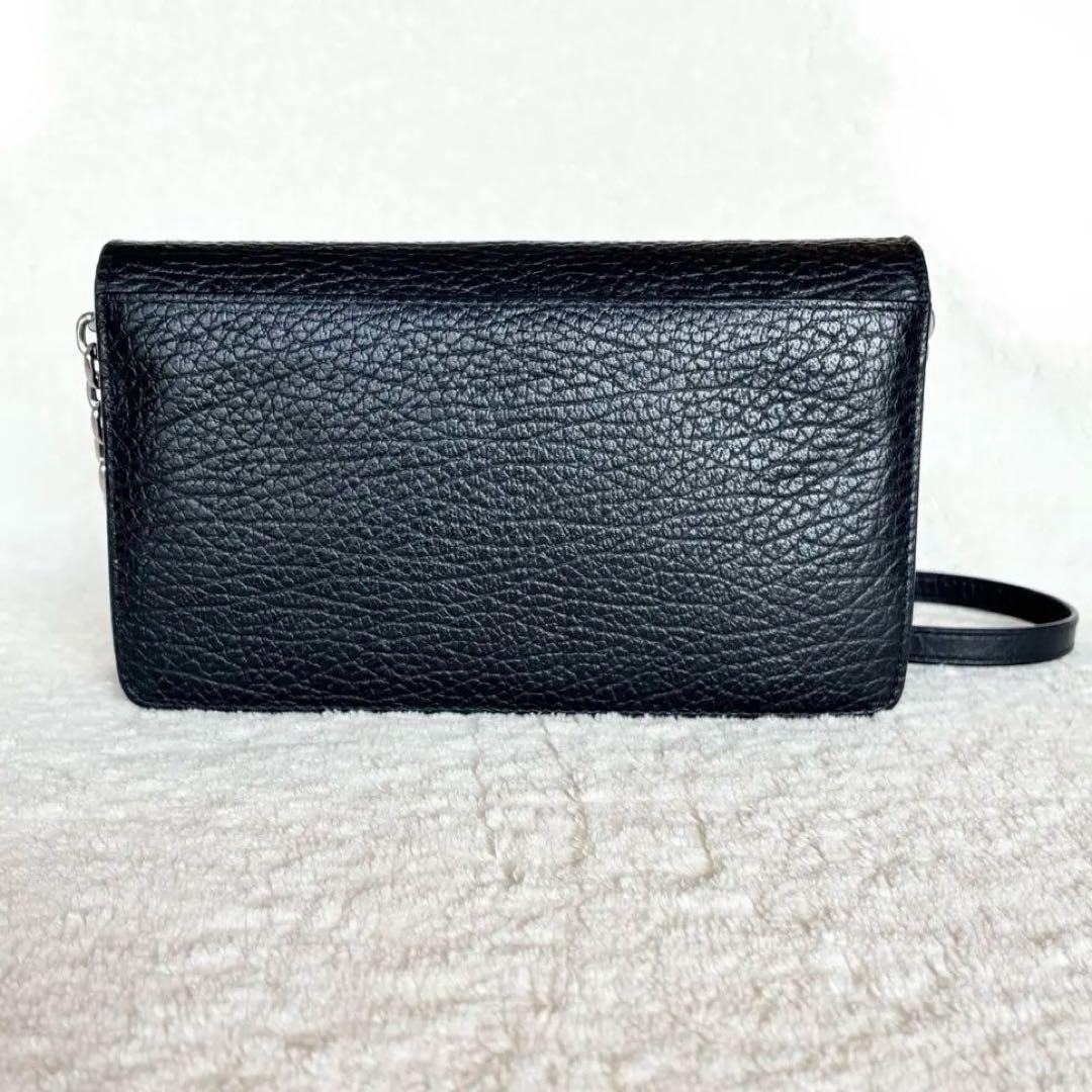 【美品】メゾンマルジェラ チェーンショルダーウォレット 4ステッチ フラップ